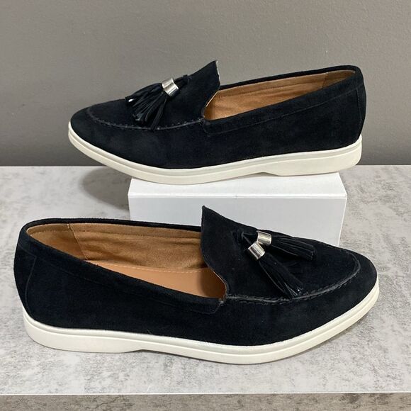 Johnston & Murphy Black Suede Fringe Tassel Loafers Size 8 Made in Brazil - Picture 4 of 13